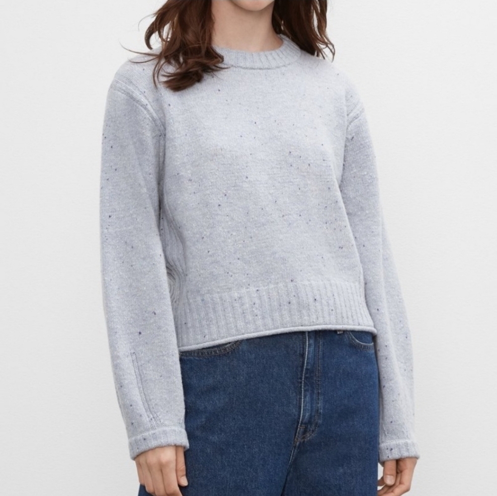 CLUB MONACO Light Blue Speckled  Wool Blend Crew Neck Sweater Large